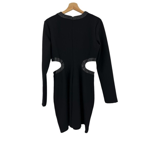 NEW Staud Dolce Long Sleeve Cutout Mini Dress Sz L Black - Picture 6 of 16